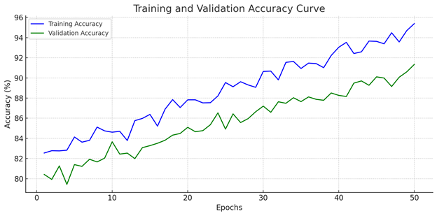 Training and validation accuracy curve from the paper.