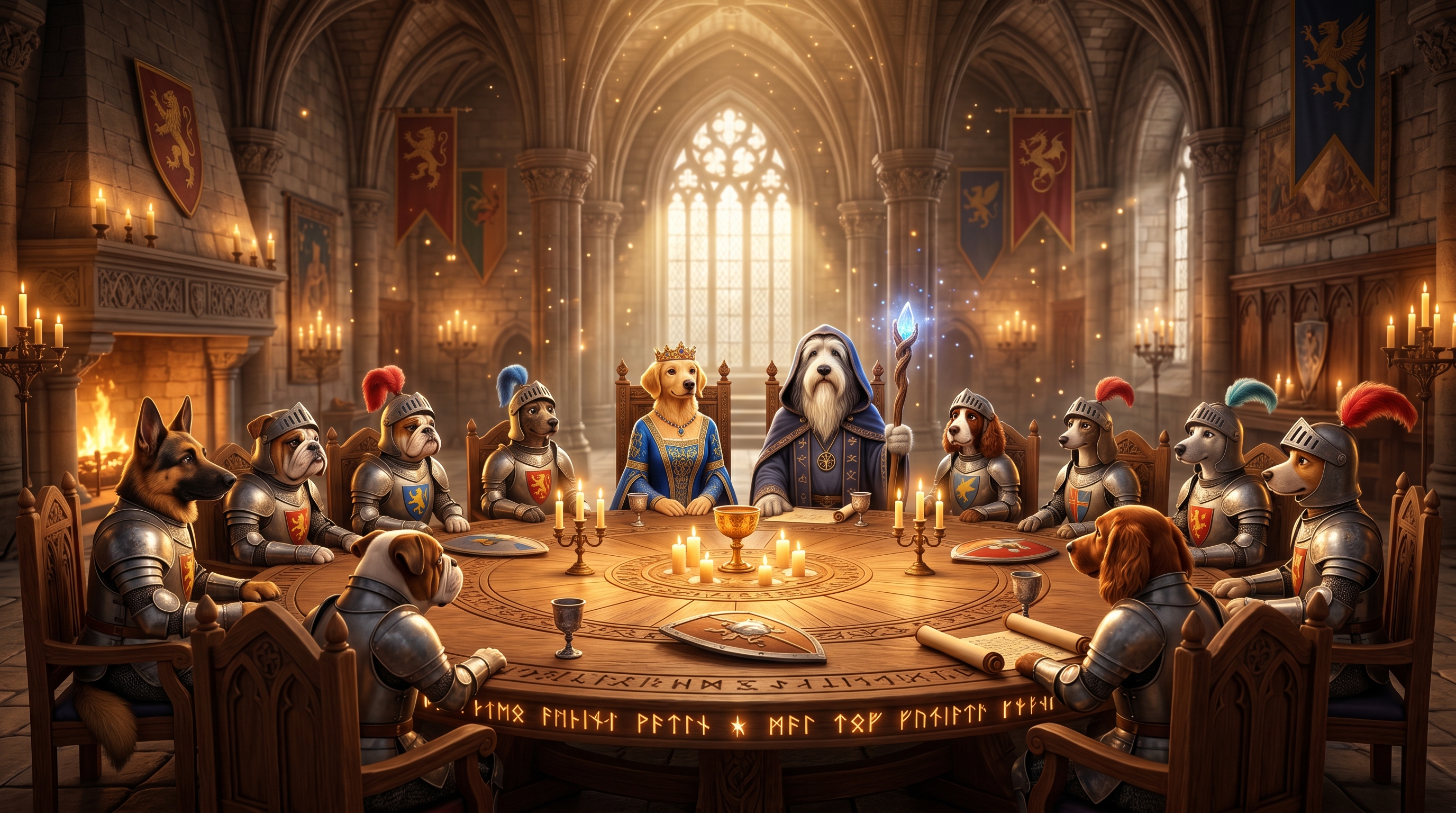 Camelot Hound Café — the Round Table of dog knights