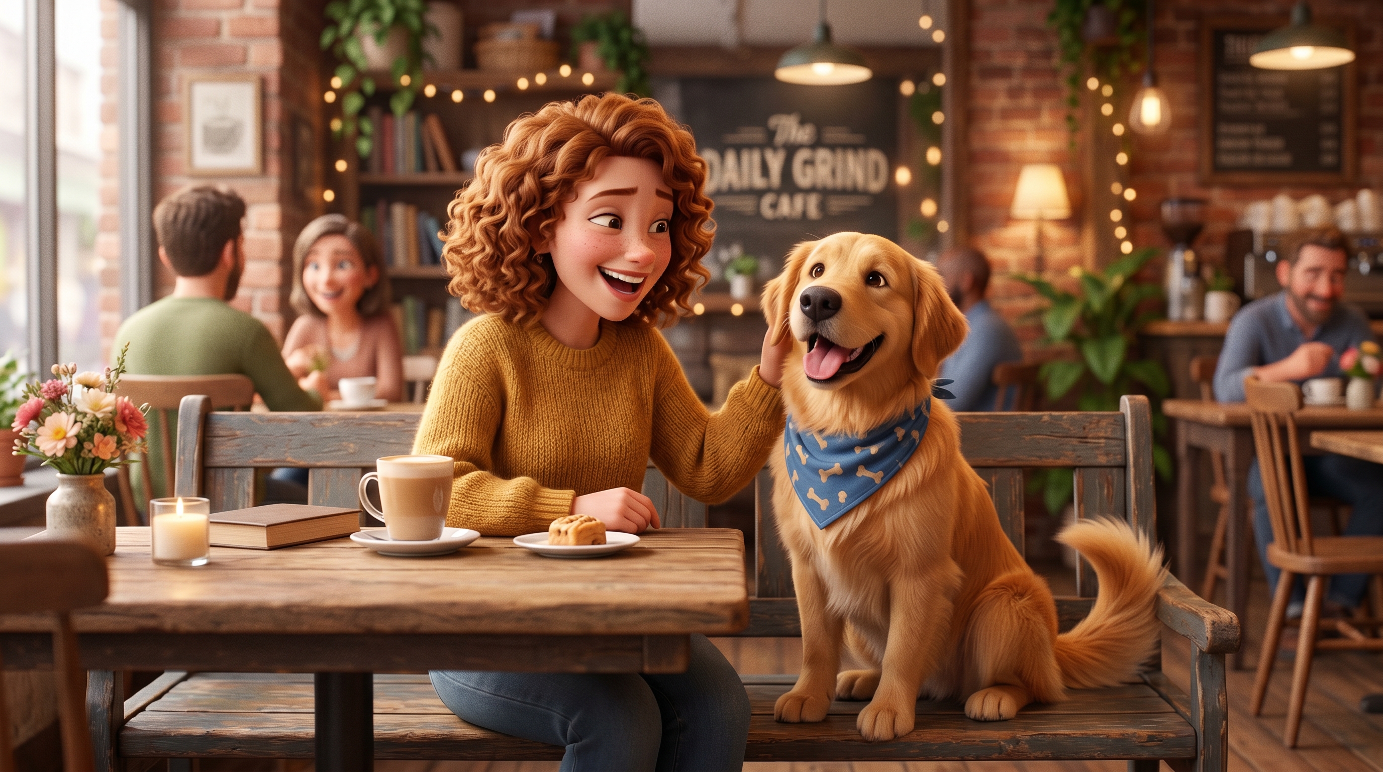 Owners and their dogs at Camelot Hound Café